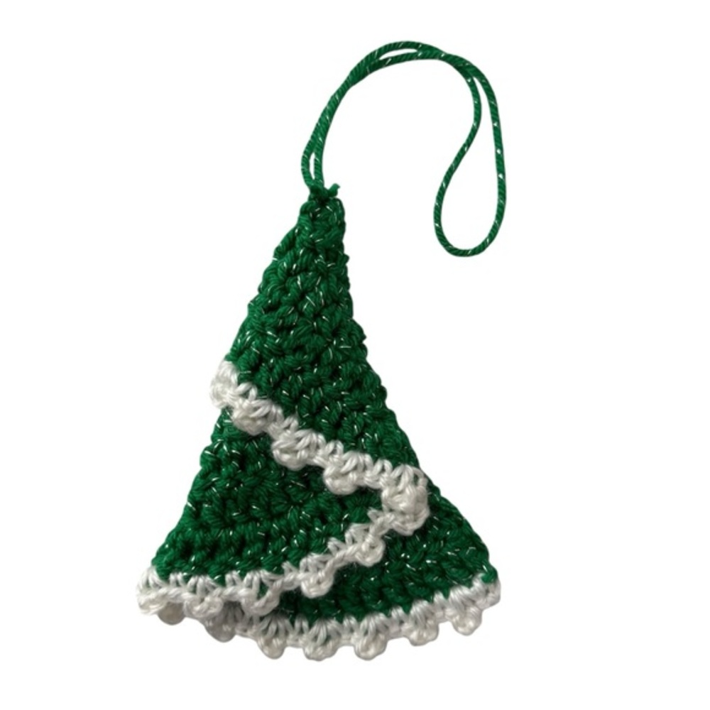 Hand Crafted Green and White Holiday Ornament